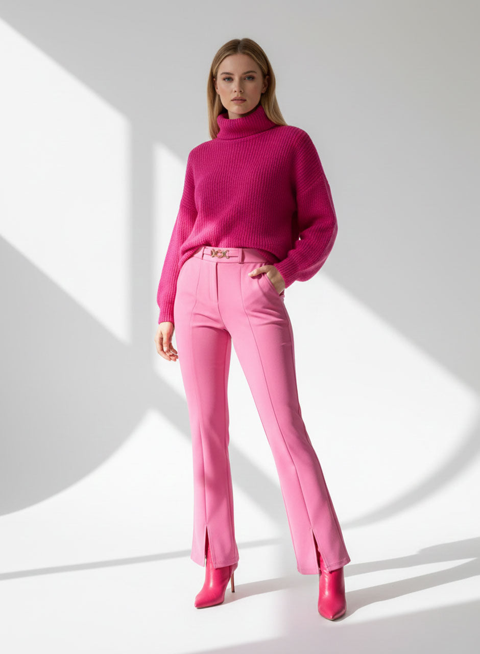 High-Rise Pink Tailored Trousers