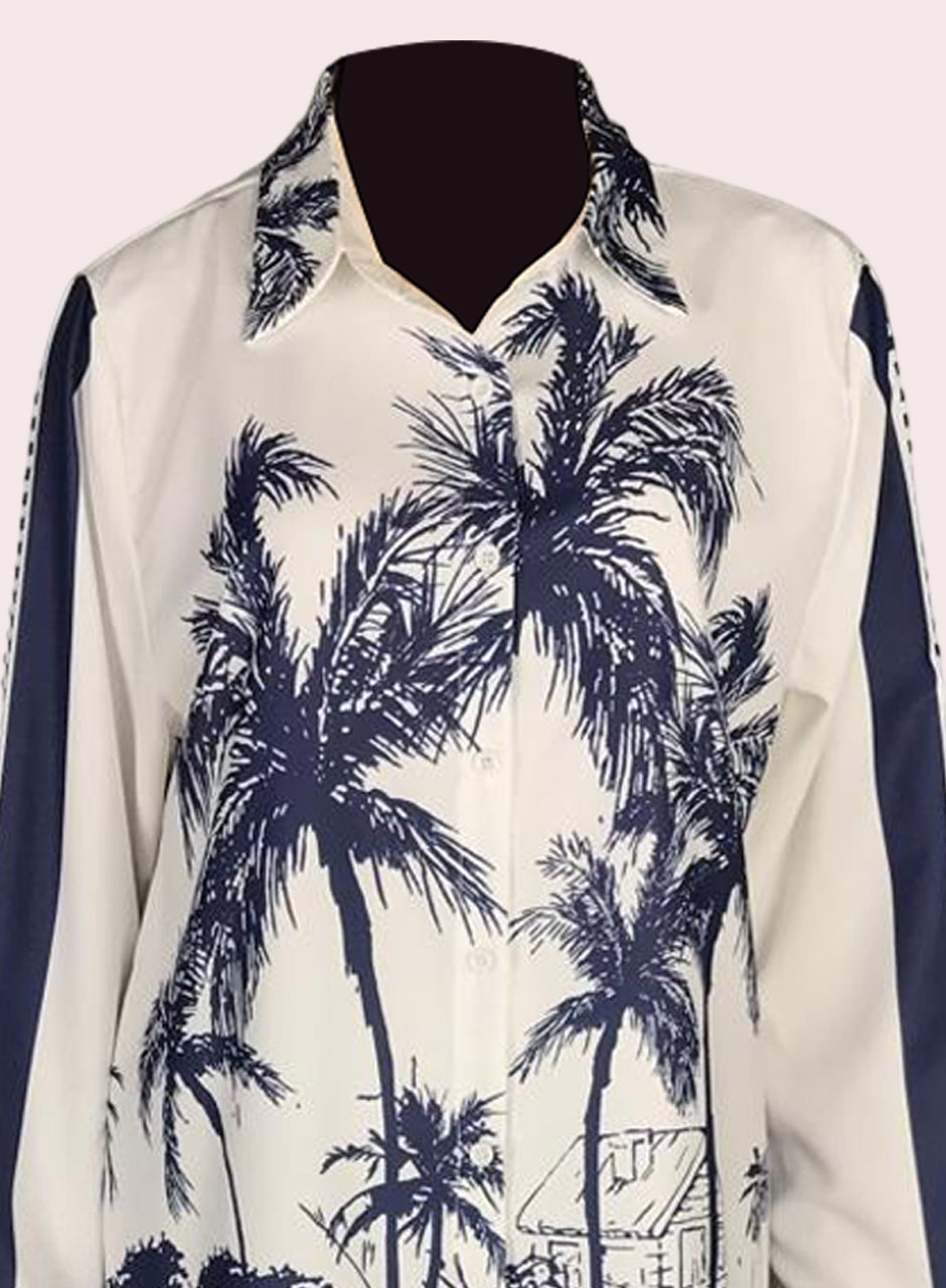 Tropical Co-ord (Shirt & Trouser) - Navy Blue