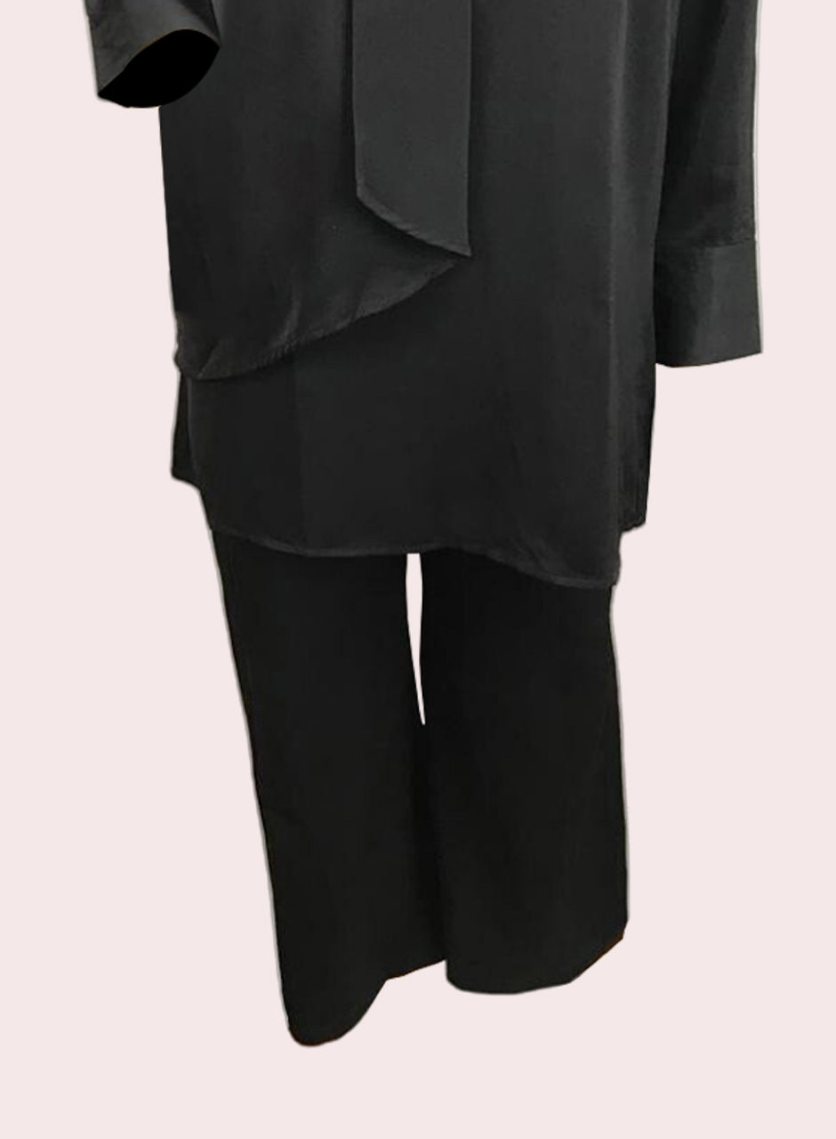 Blended (Rayon & Polyester) Shirt & Trouser - Black