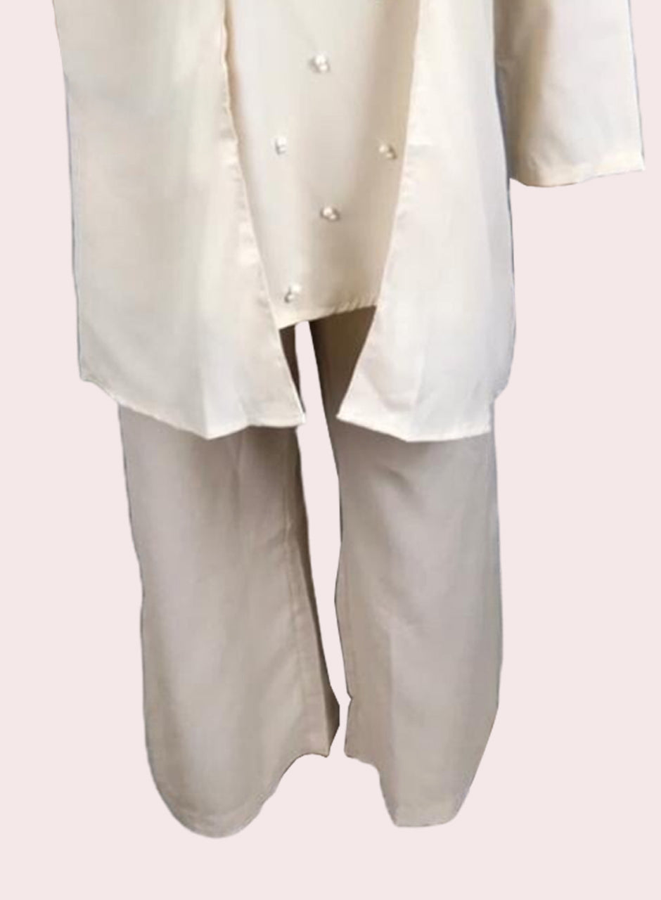 Blended (rayon & polyester) Three-Piece - White