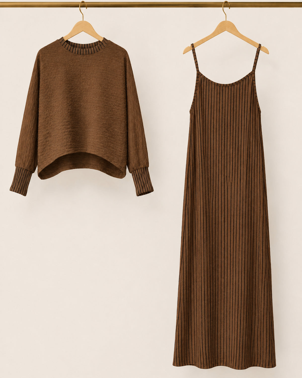 Two-piece Layered Set - Brown