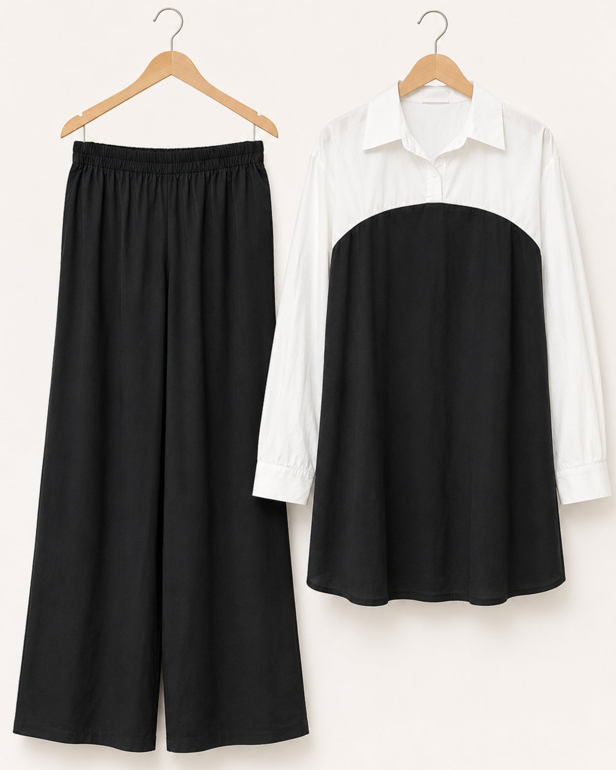 Two-Piece Two Tone Co-Ord Set - Black