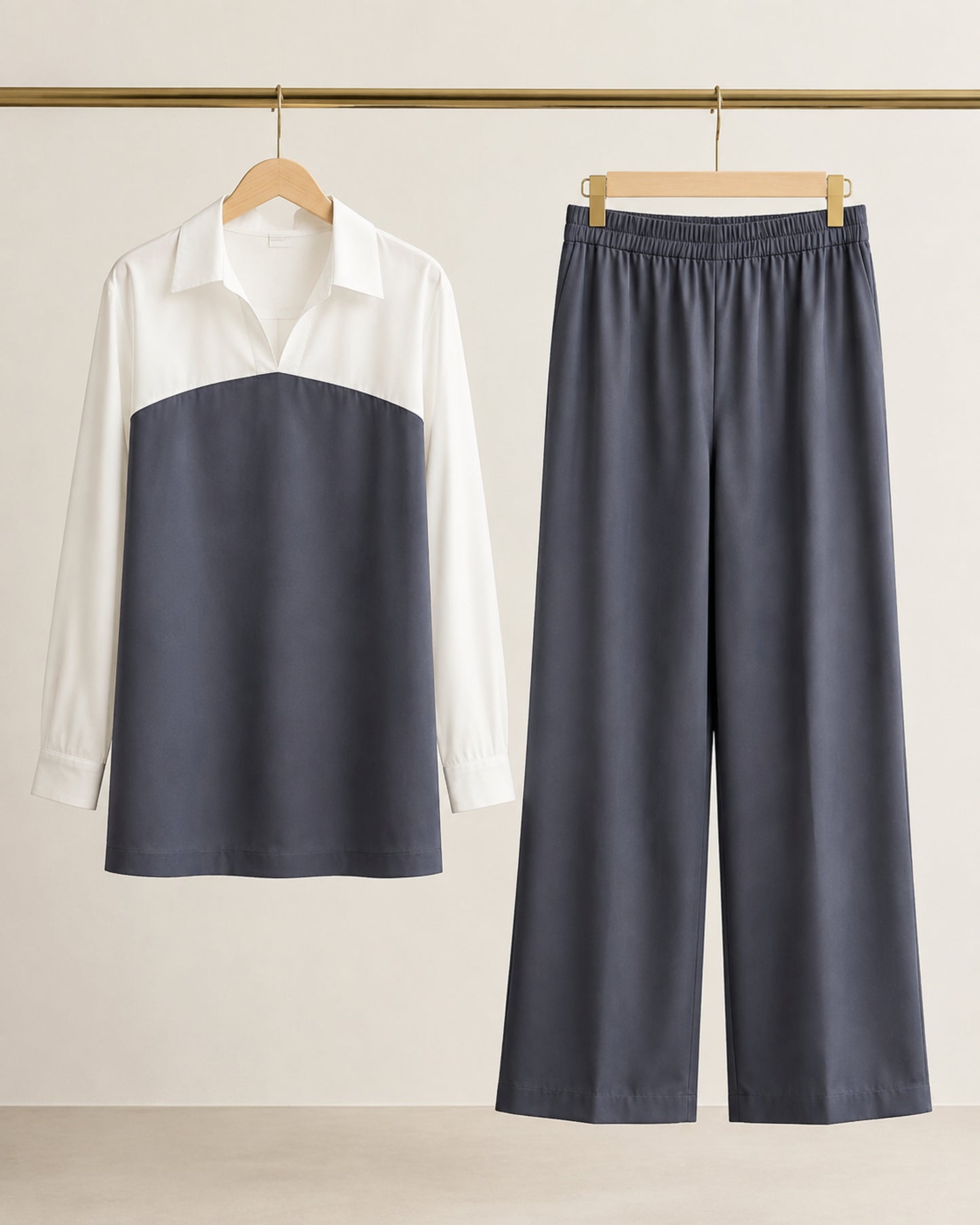 Two-Piece Two Tone Co-Ord Set - Grey