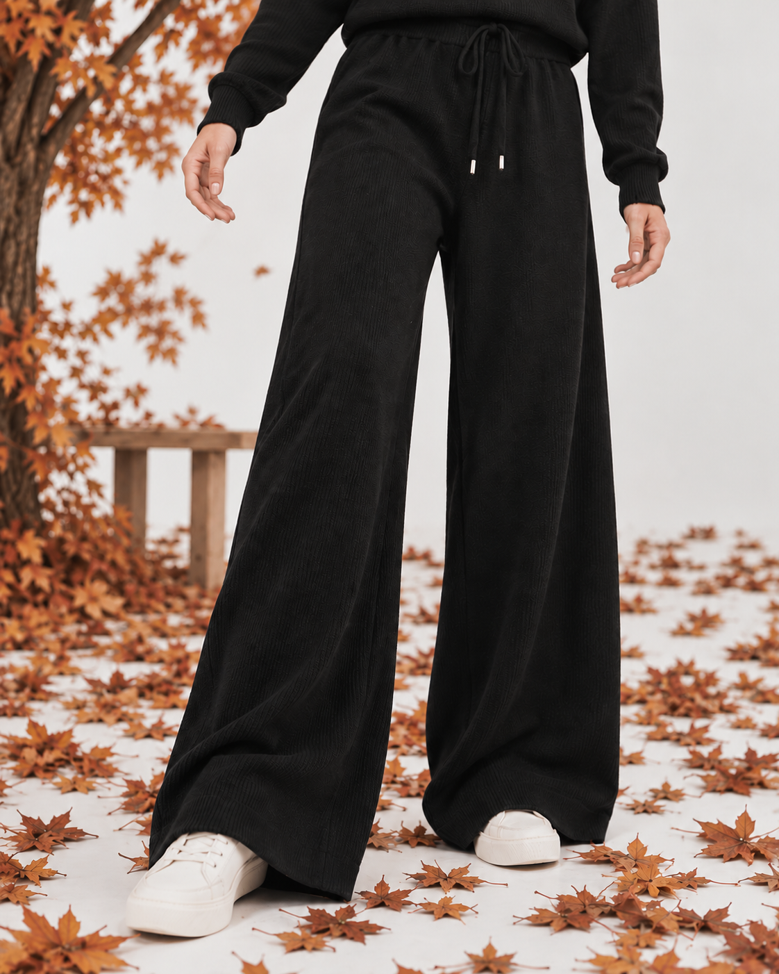 FW26 - Two-Piece Sweater Suit With Attachable Scarf - Black