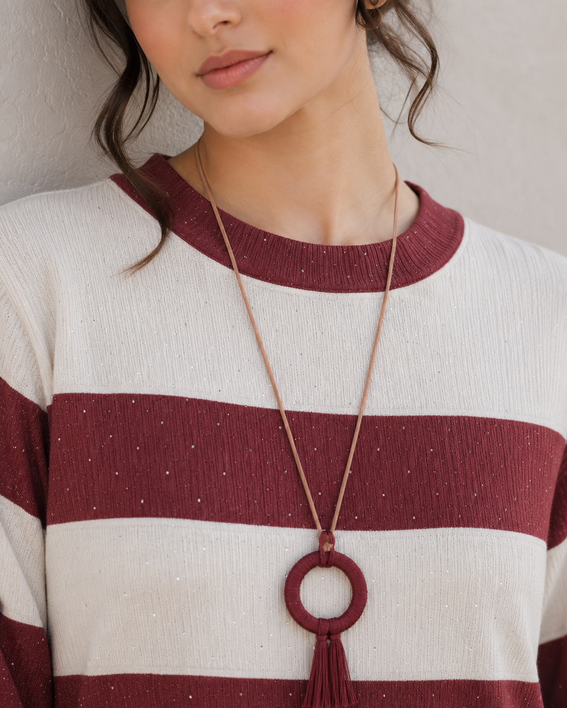 One-Peice Embellished Color Block Dress - Maroon