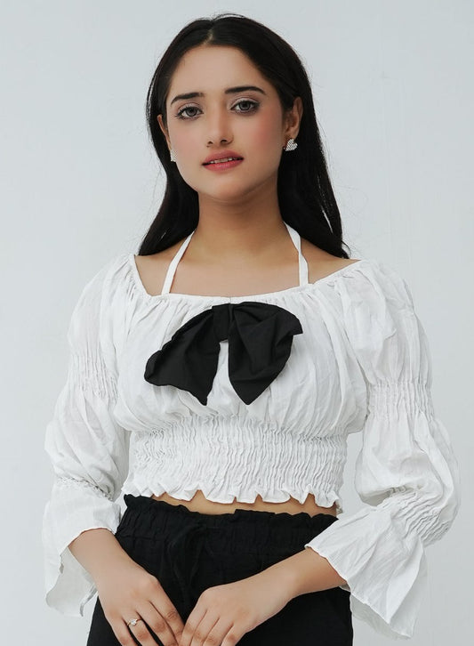 Pleated Bow Top