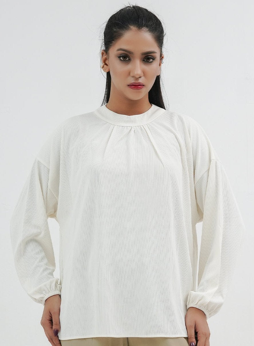 Balloon Sleeve Shirt - White