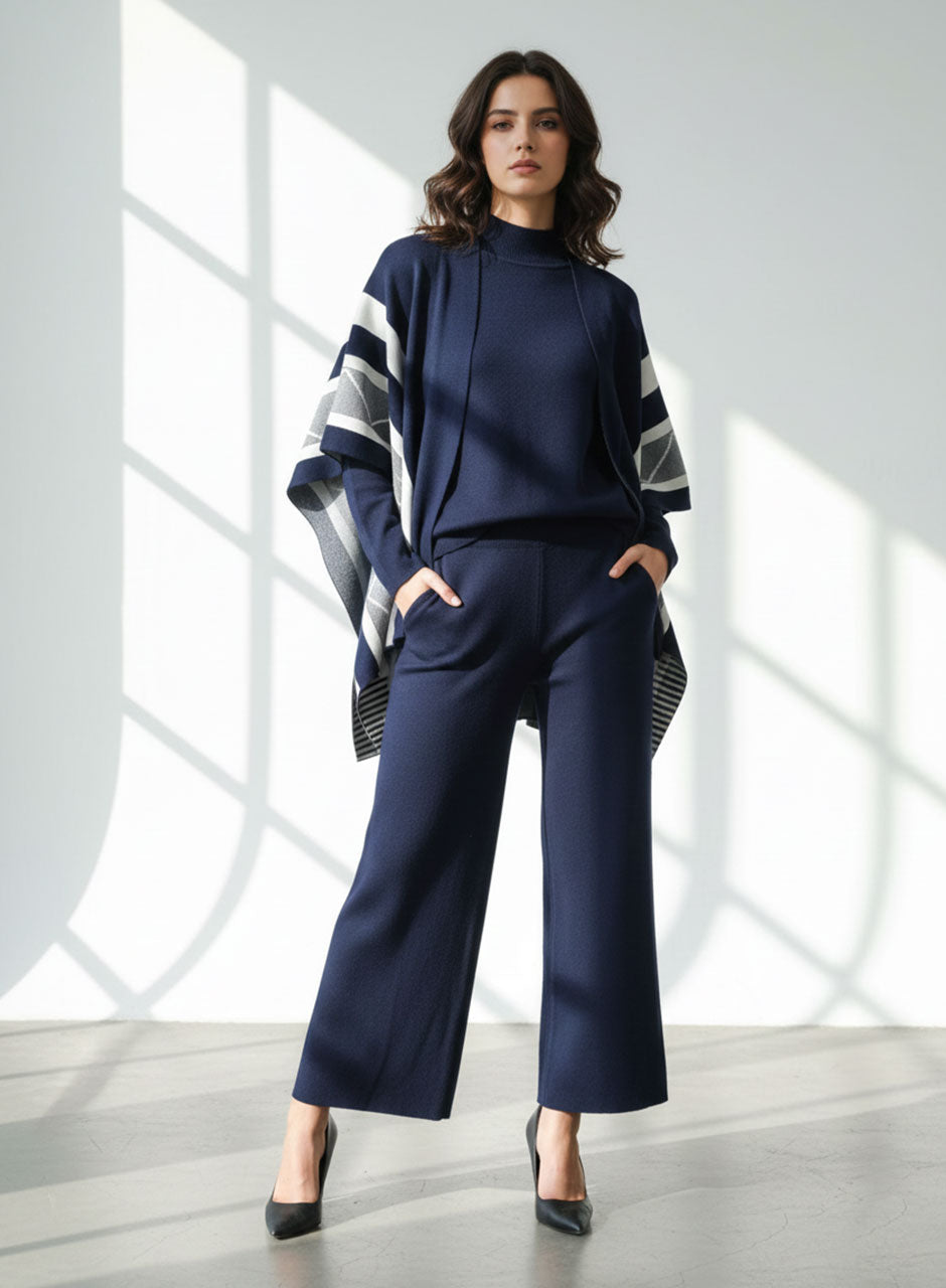 Cape shawl co-ord - Dark Navy