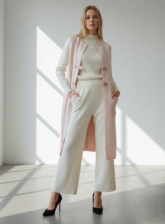 Sweater Suit - Three-piece Set (Pink)