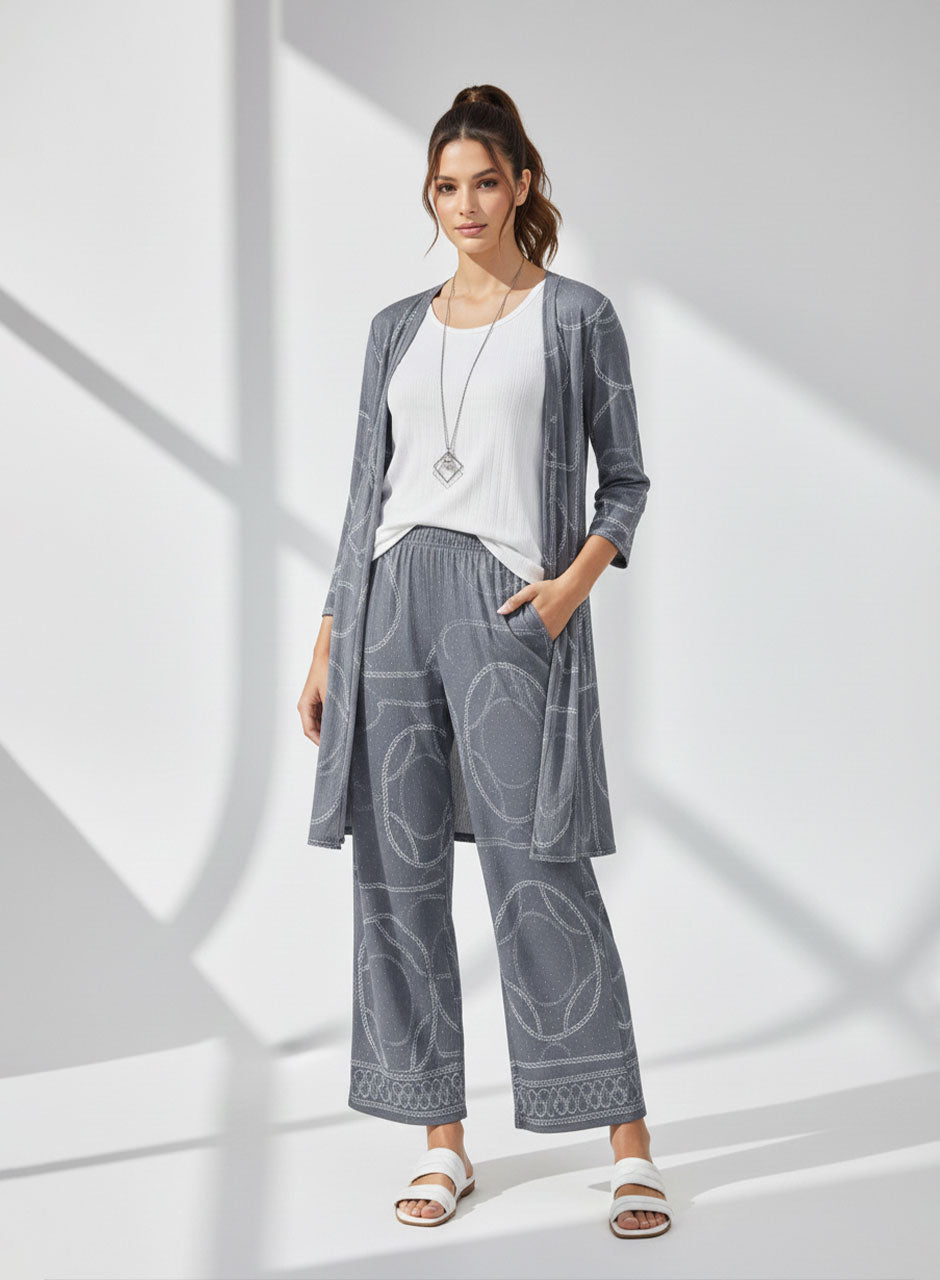 Printed Three-Piece Set (Grey)