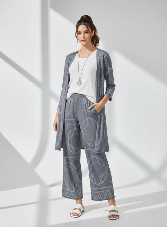 Printed Three-Piece Set (Grey)