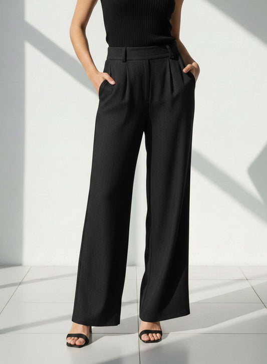 Plain Wide-Leg Trouser (Black)