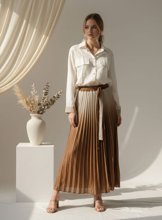 Two-Piece Skirt & Top (Gradient Brown)