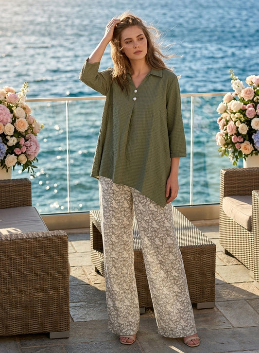 Two-Piece Shirt & Trouser Olive Green