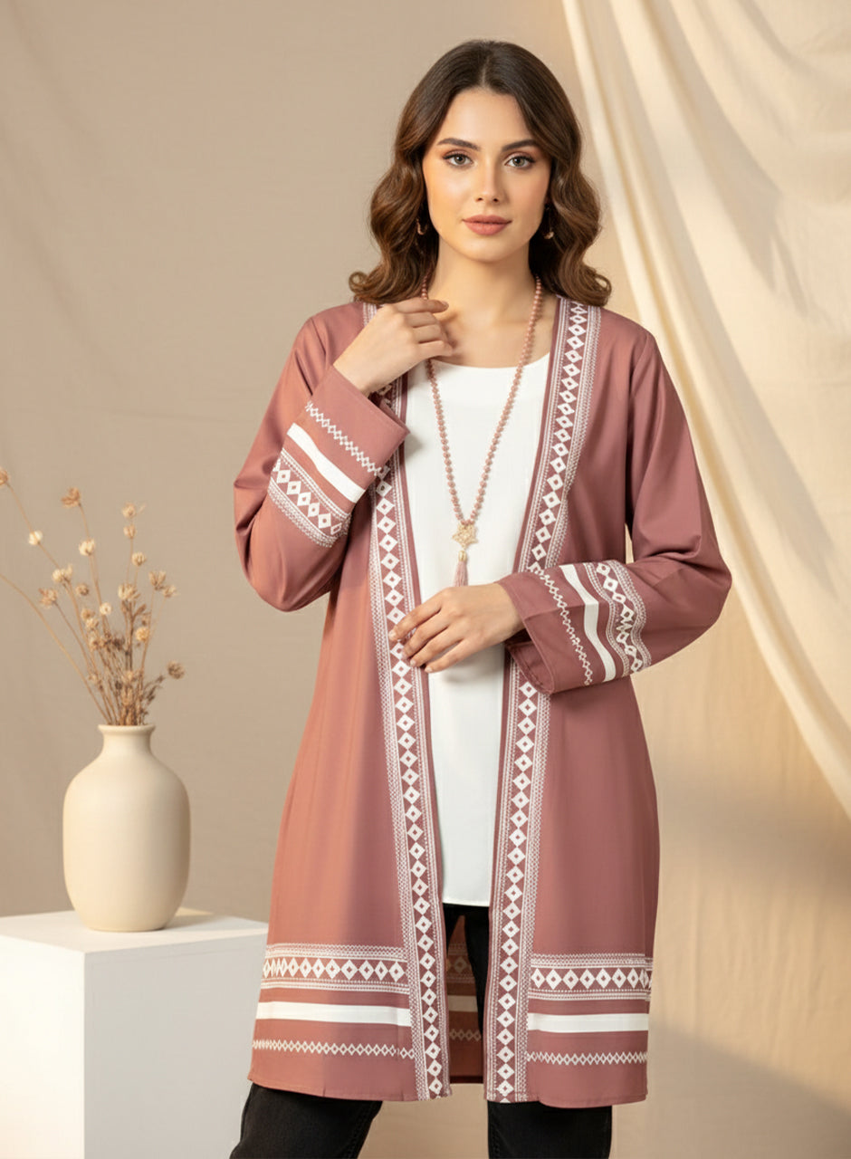 Dusty Mauve Cardigan With Inner Top