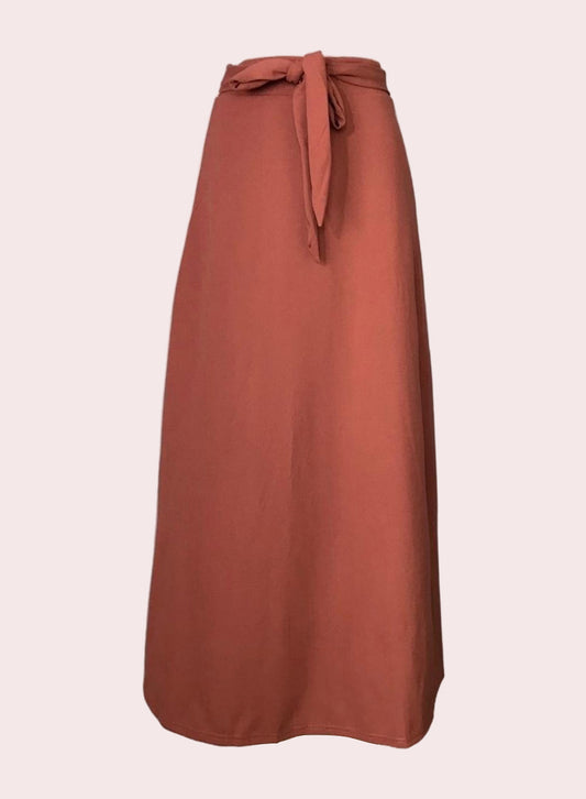 Self-tie Ribbon Skirt - Brown