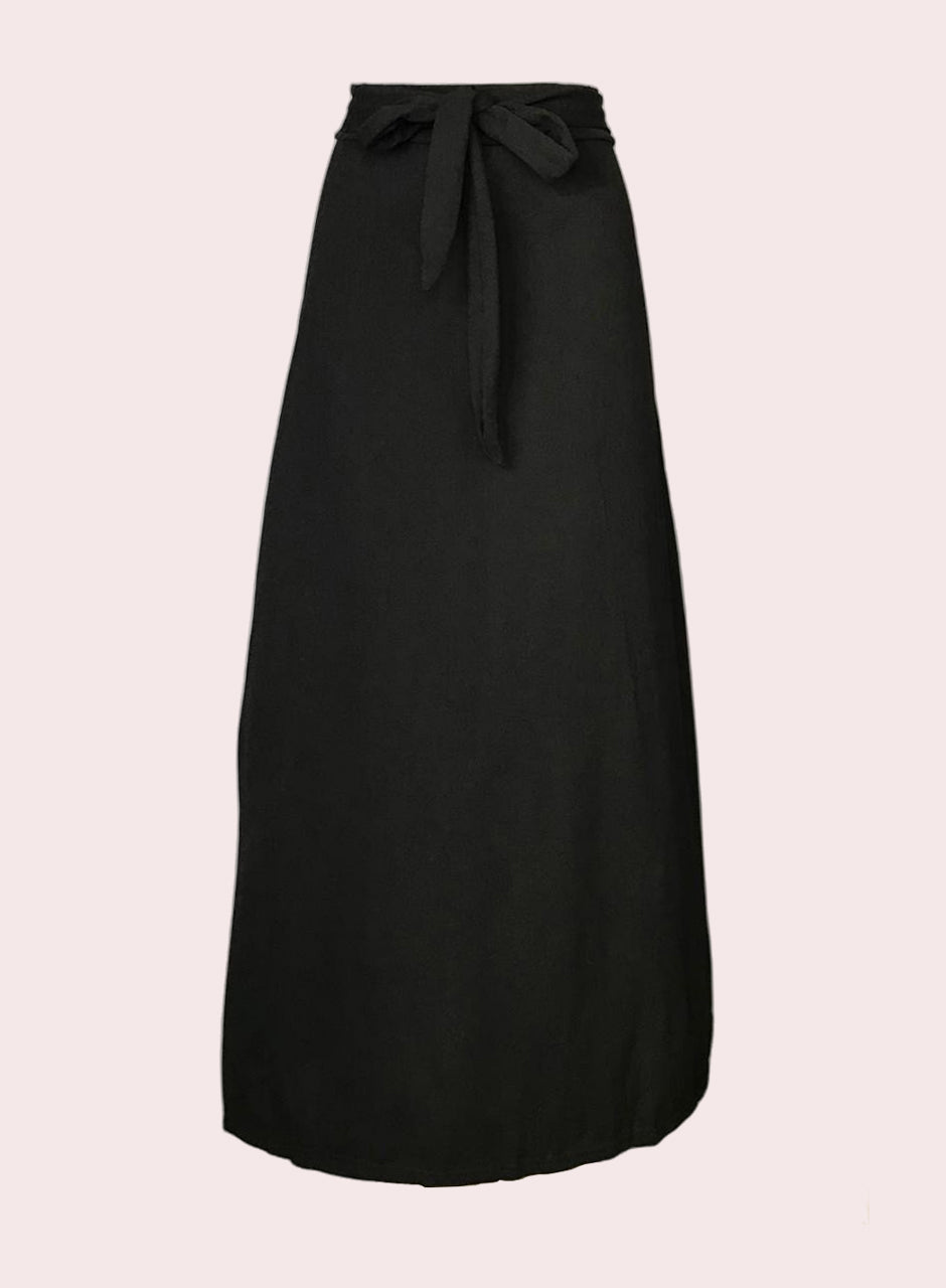 Self-tie Ribbon Skirt - Black