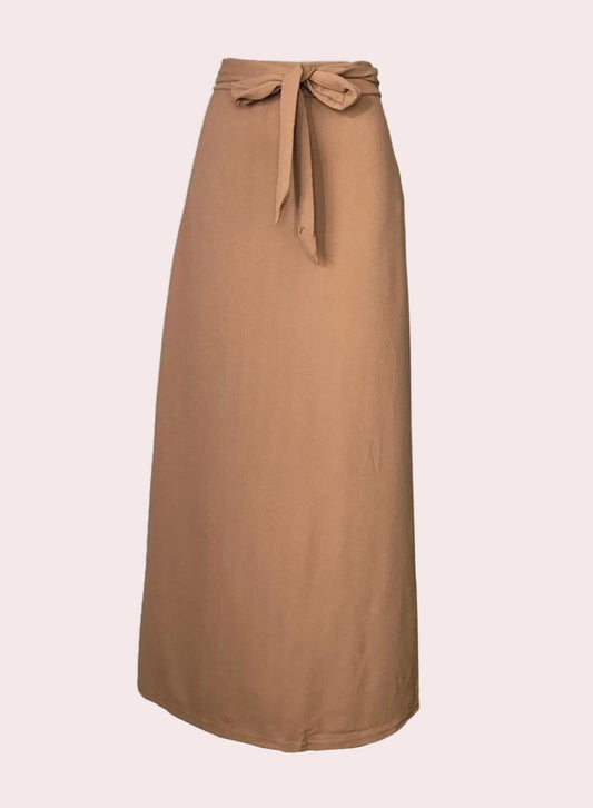 Self-tie Ribbon Skirt - Light Brown