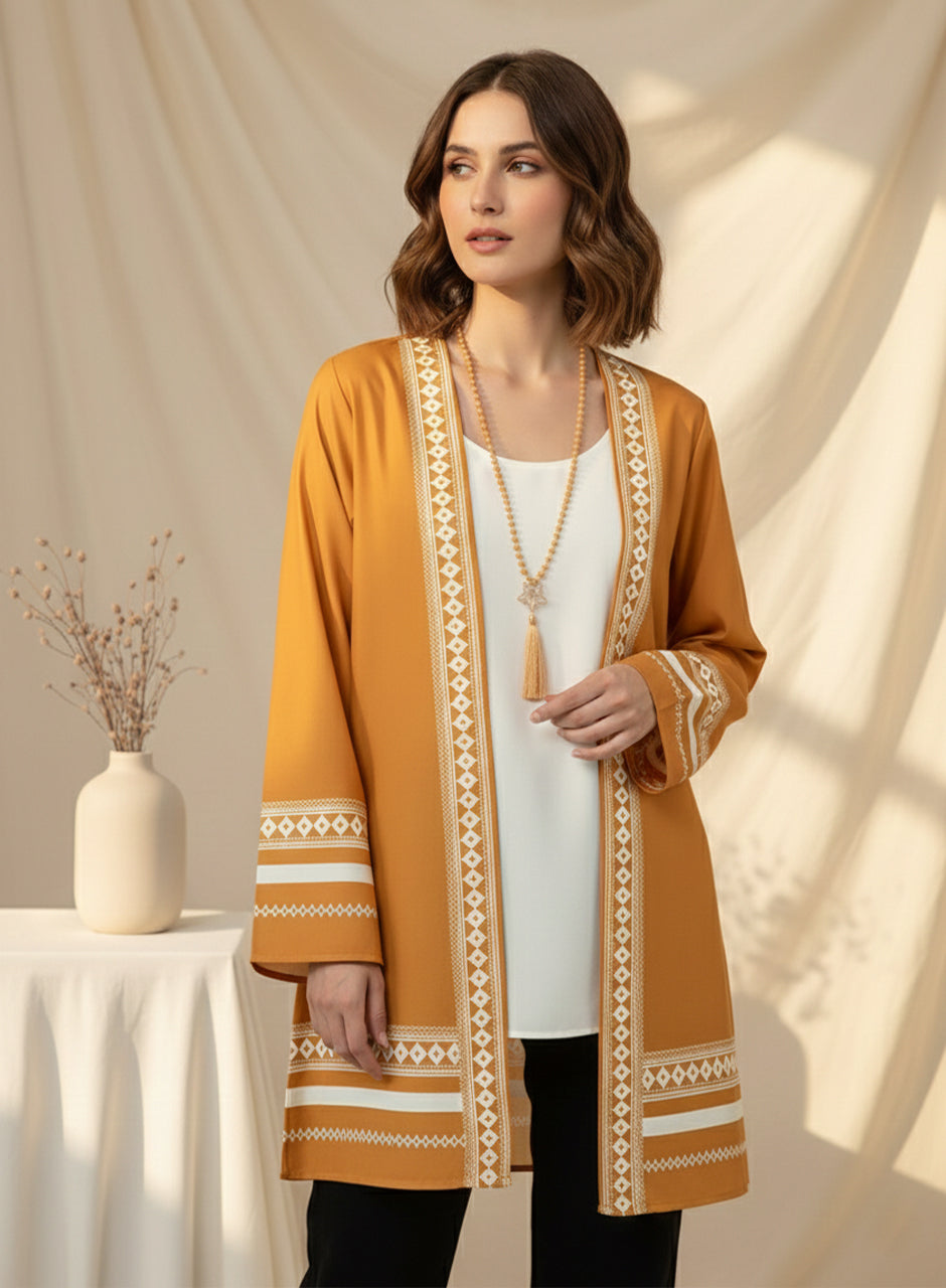 Mustard Cardigan With Inner Top – Fabbywear - Pakistan