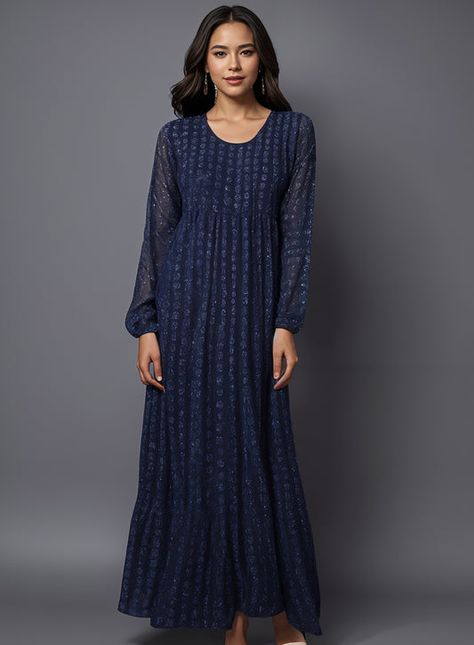 Midnight Blue Printed Frock