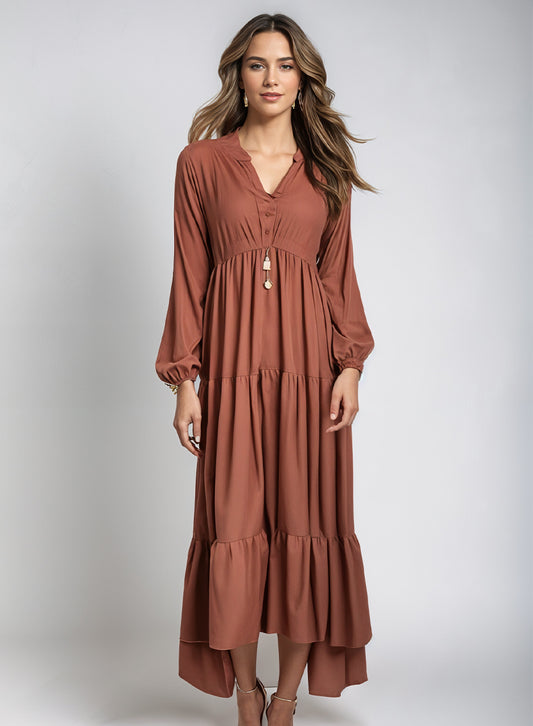 Solid Frock - Brown