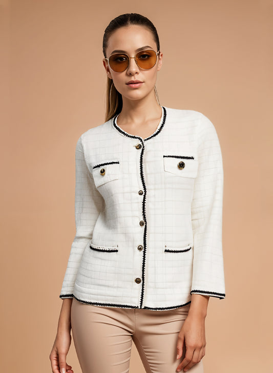 Knitted Blazer - White