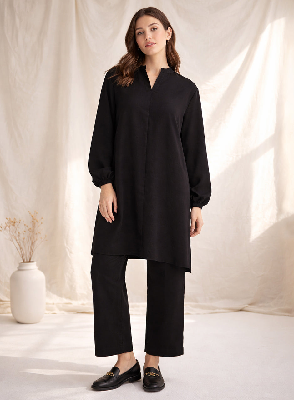 Black Two Piece Crepe (Shirt and Trouser) Co-ord