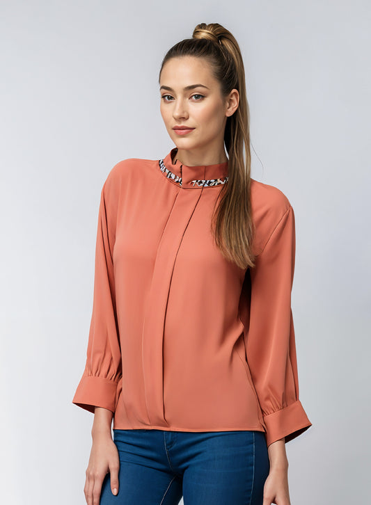 Blended Rayon Chain Top - Rust