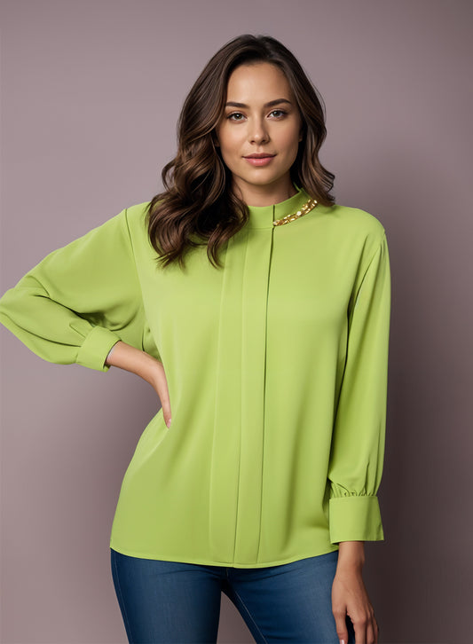 Blended Rayon Poncho Chain Top - Lime Green