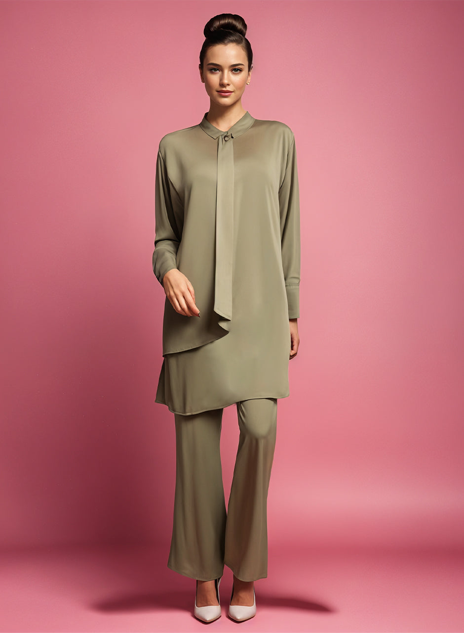 Blended (Rayon & Polyester) Shirt & Trouser - Green