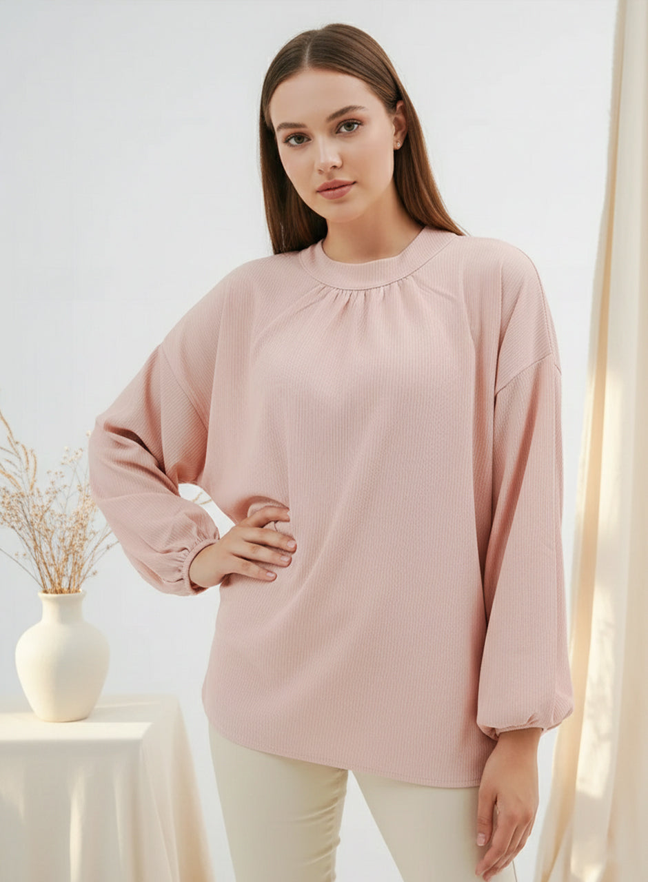 Balloon Sleeve Shirt - Pink