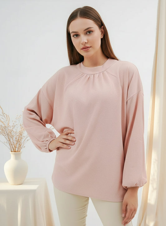 Balloon Sleeve Shirt - Pink