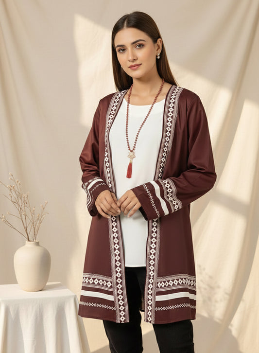 Brown Cardigan With Inner Top