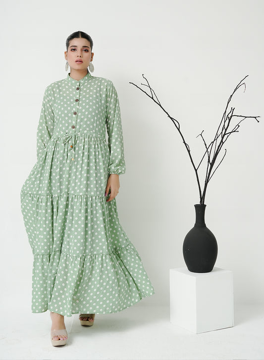 Polka Dots- Green Frock