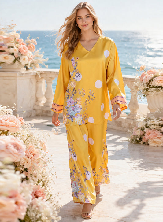 Serene Floral Co-ord (Shirt & Trouser) - Yellow