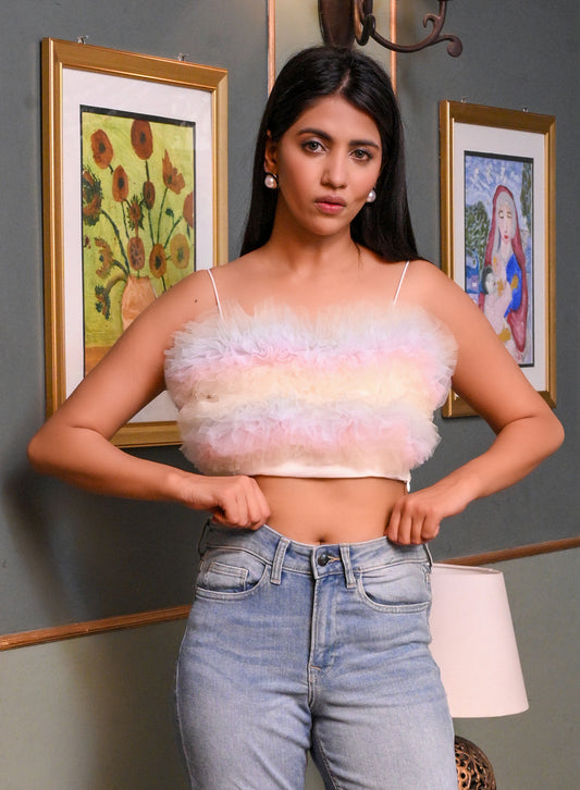 Rainbow Ruffle Crop Top