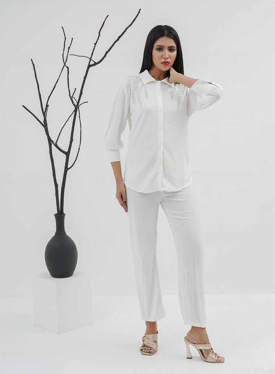 Pleated Co-ord - White