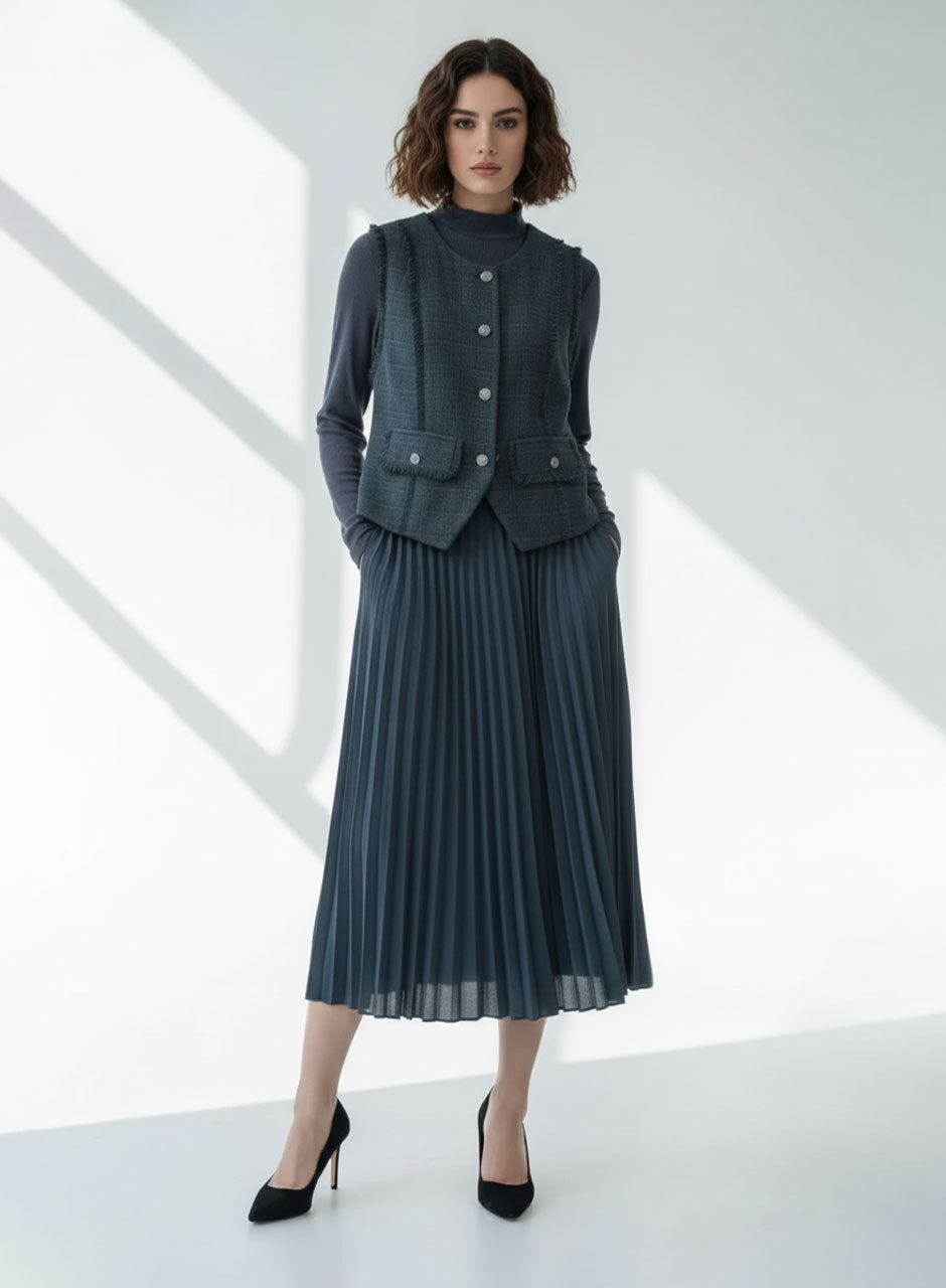 Vest with pleated skirt - Dark grey