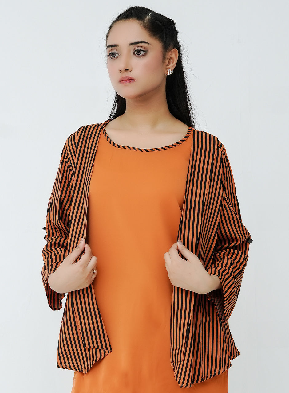 Striped Cardigan - Brown