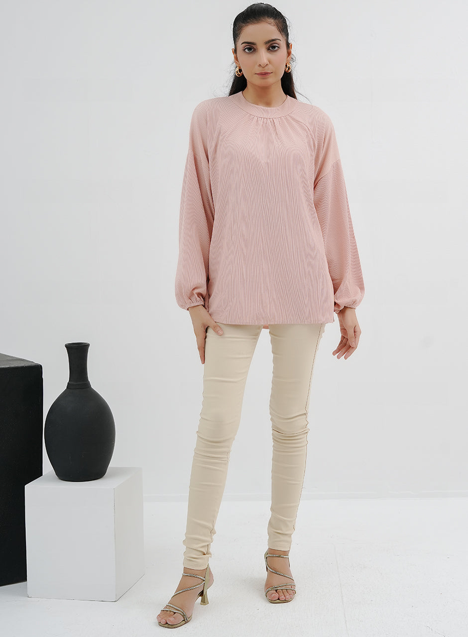 Balloon Sleeve Shirt - Pink