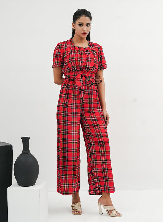 Checkered Co-ord Red