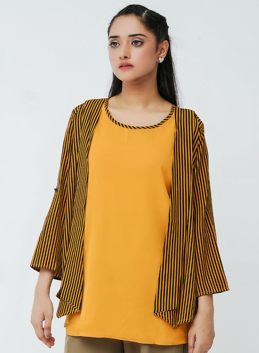 Striped Cardigan - Mustard