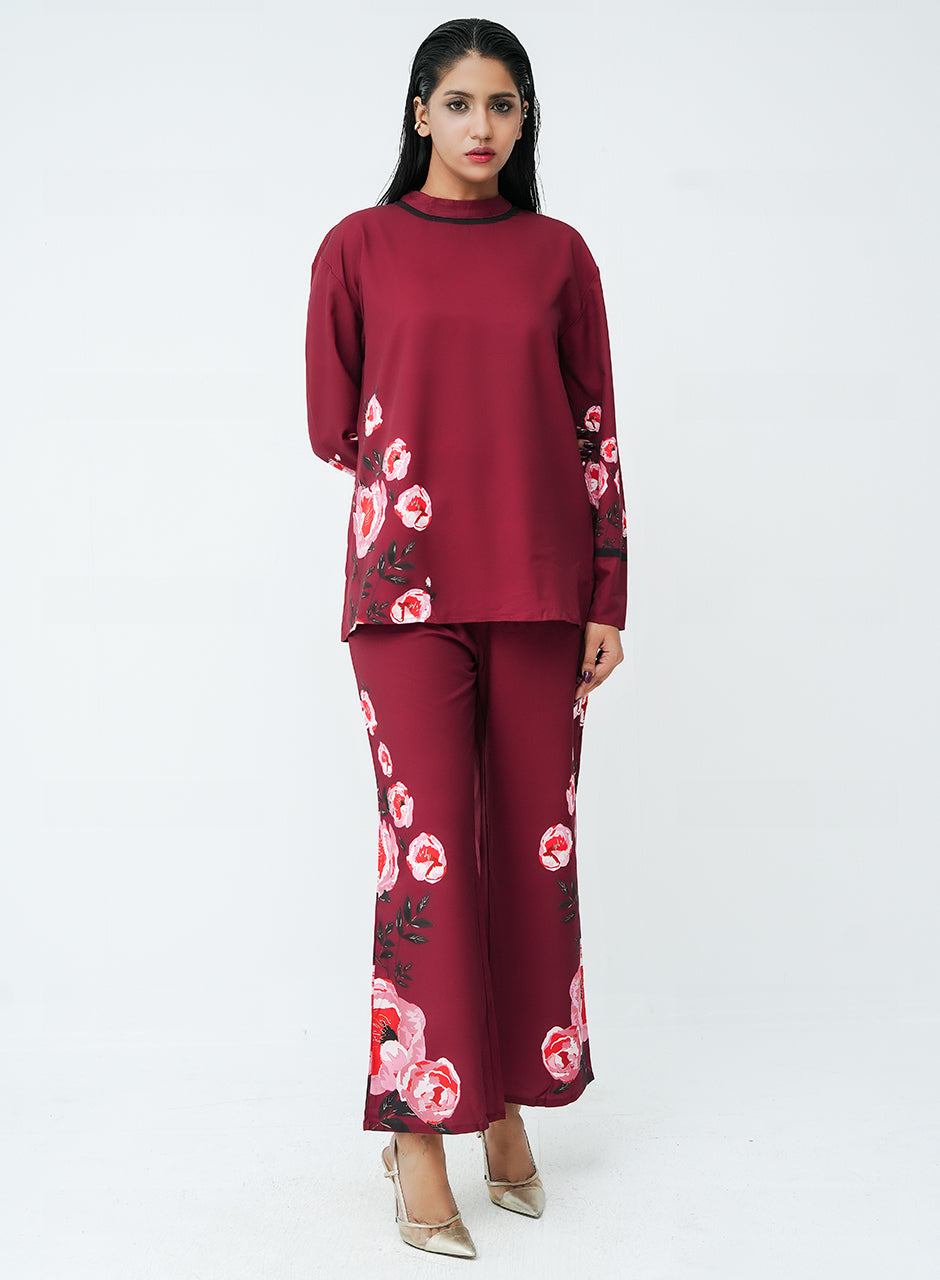 Bloom Co-ord - Maroon