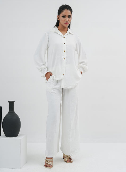 Plain White Pleated Co-ord Set