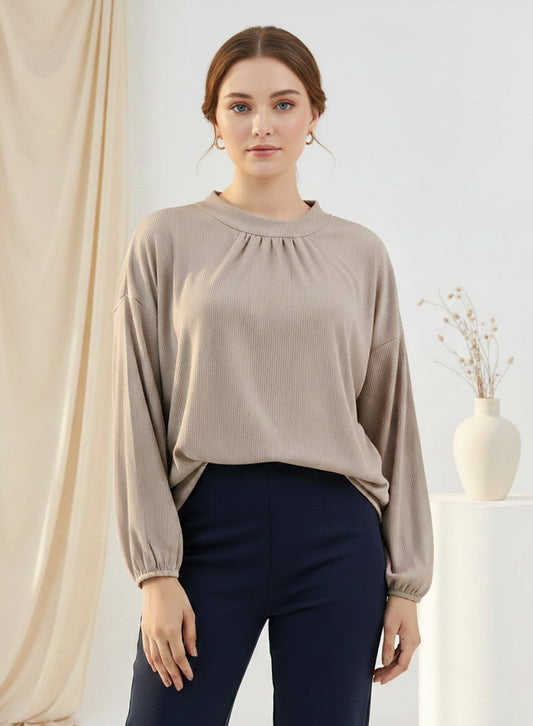 Balloon Sleeve Shirt - Grey