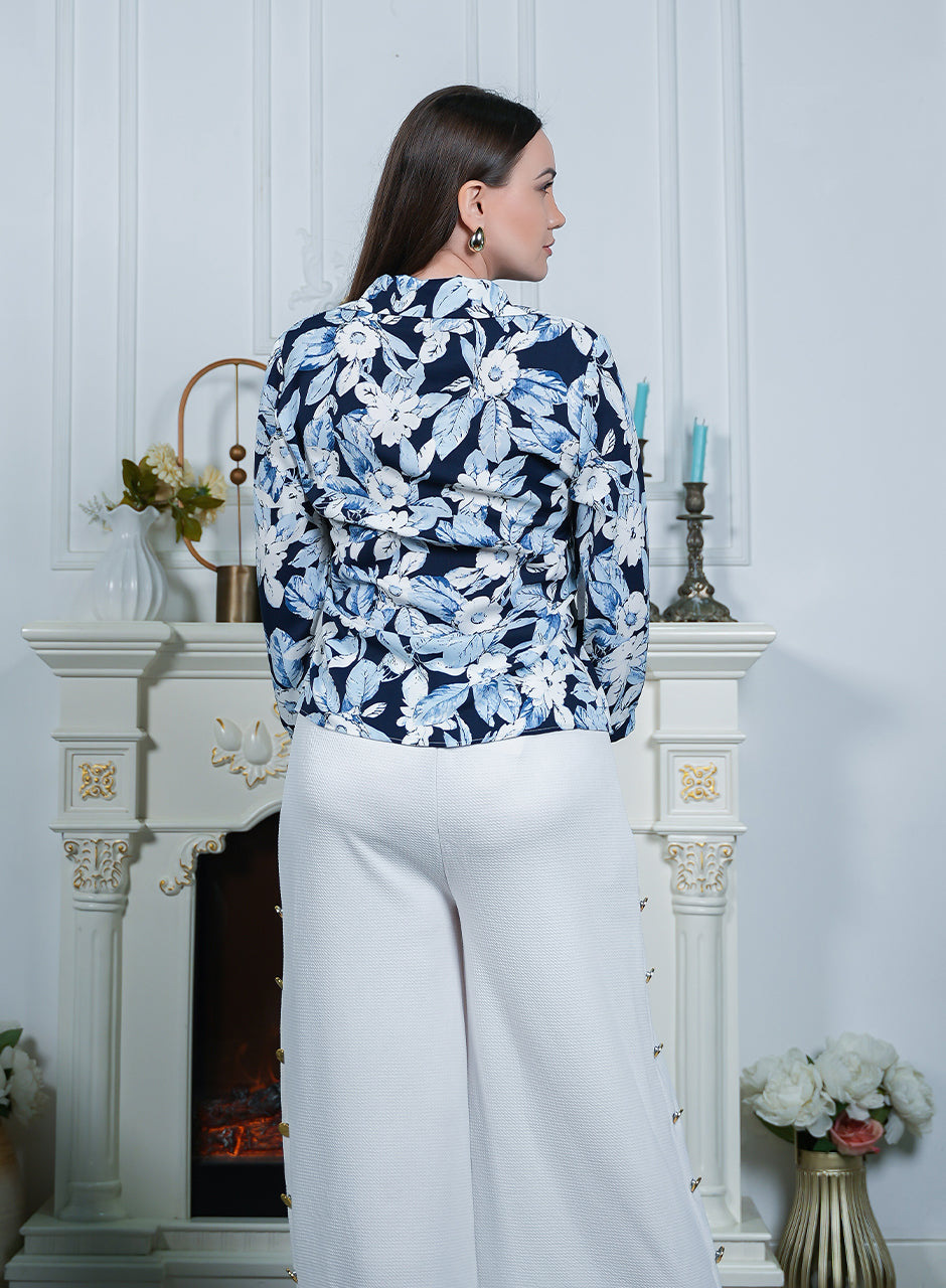 Liliana - Blue floral printed top