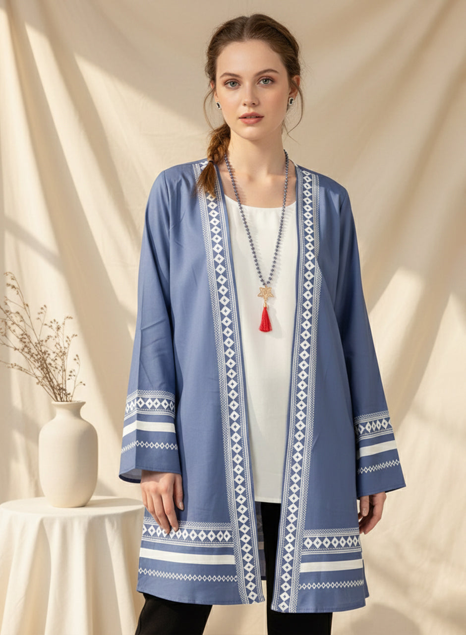 Blue Cardigan With Inner Top