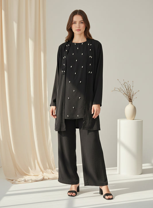 Blended (rayon & polyester) Three-Piece - Black