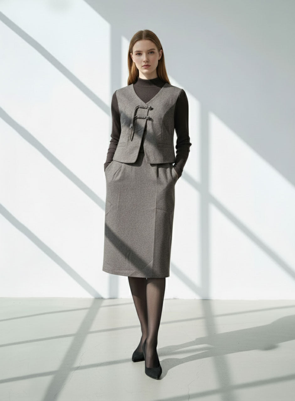 Vest, Inner & Skirt - Brown