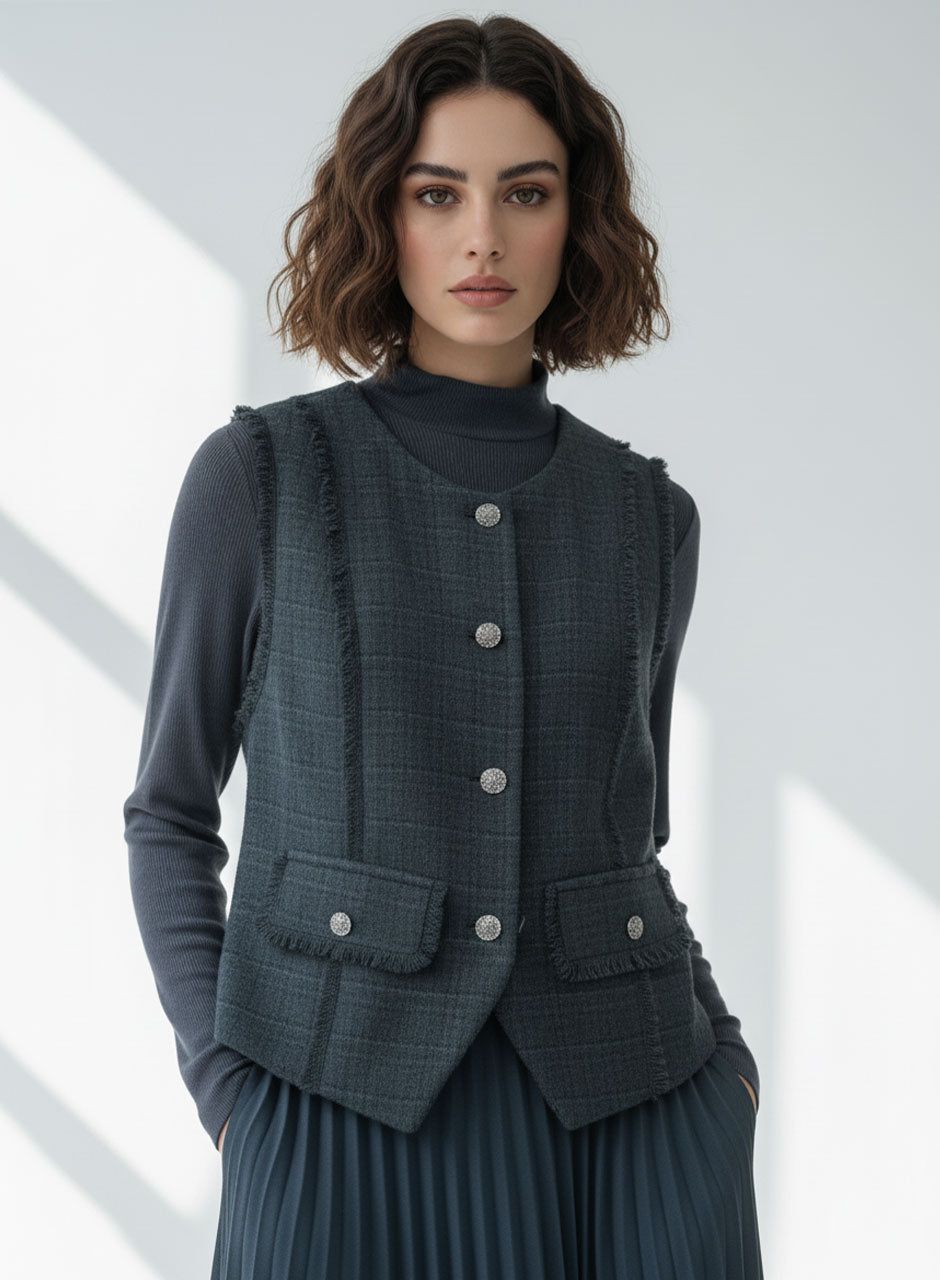 Vest with pleated skirt - Dark grey